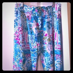 Lilly Pulitzer Vibrant Blue and Pink Cropped Pants